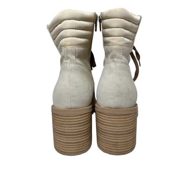 Dolce Vita Ivory Nollie Heeled Lace Up Combat Boots Booties Womens Size‎ 9.5 - Picture 3 of 12